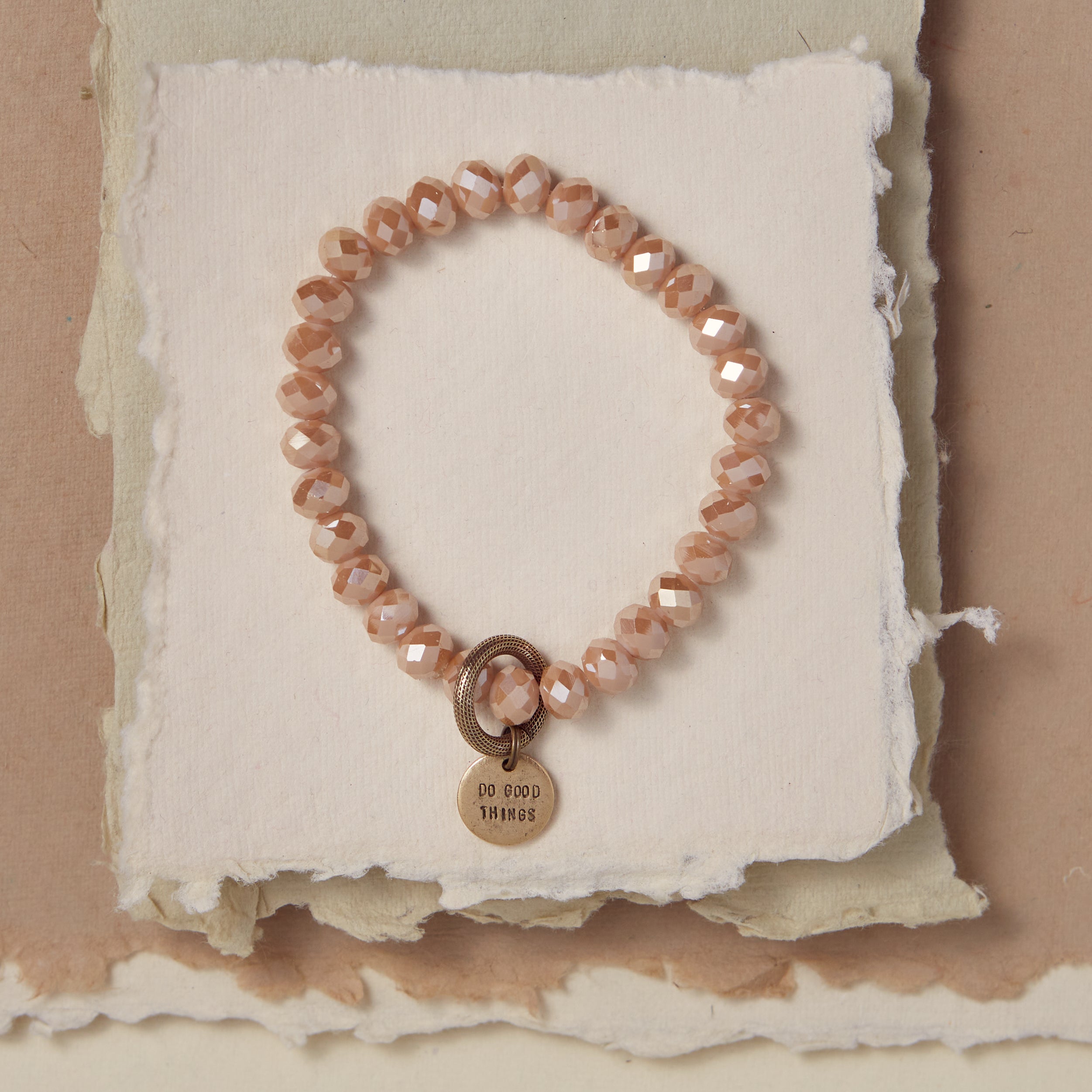 Crystal Bangle + Mantra Charm Beaded Bangles Bella Vita Jewelry