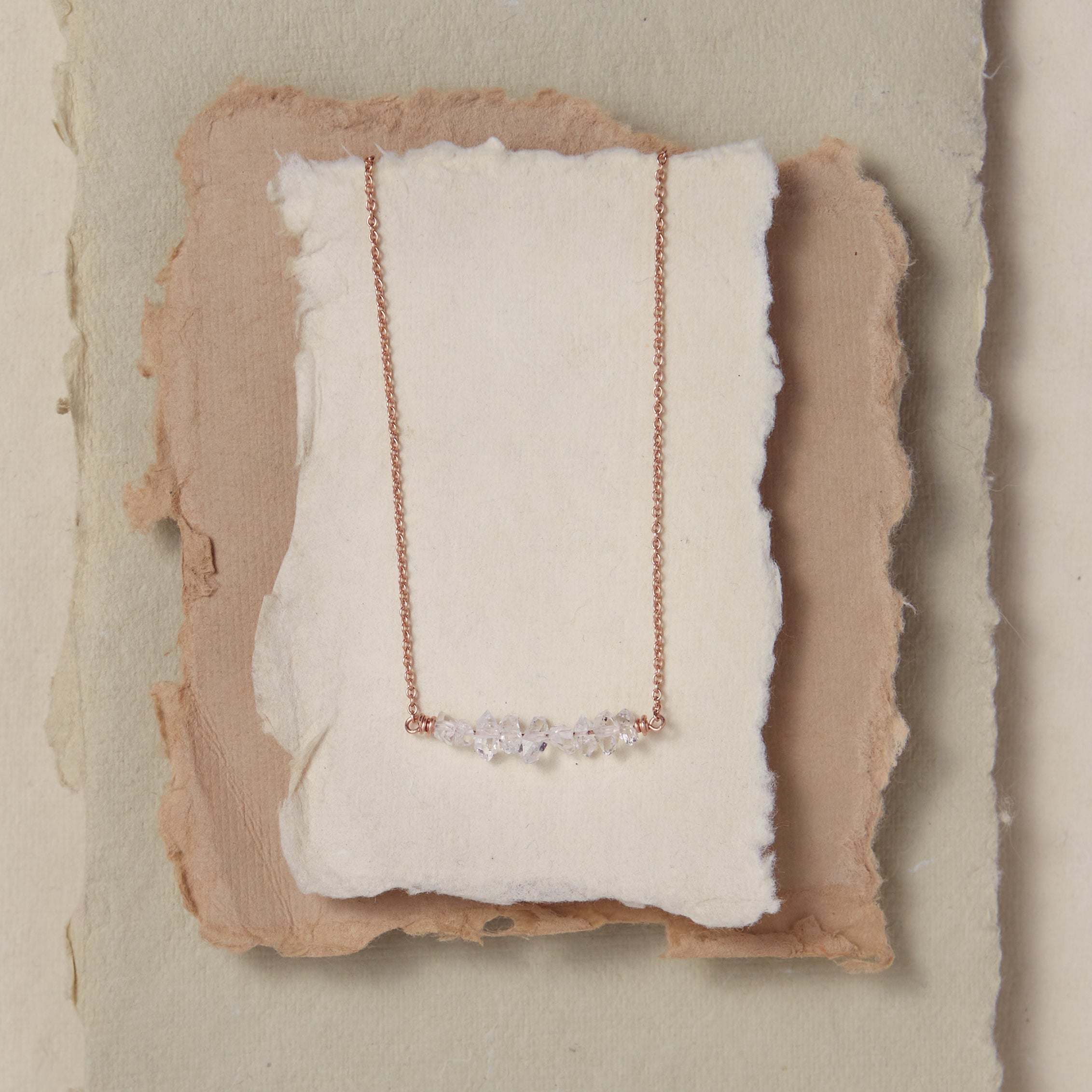 Herkimer Diamond Necklace Charm + Pendant Necklaces Bella Vita Jewelry 14k Rose Gold Filled