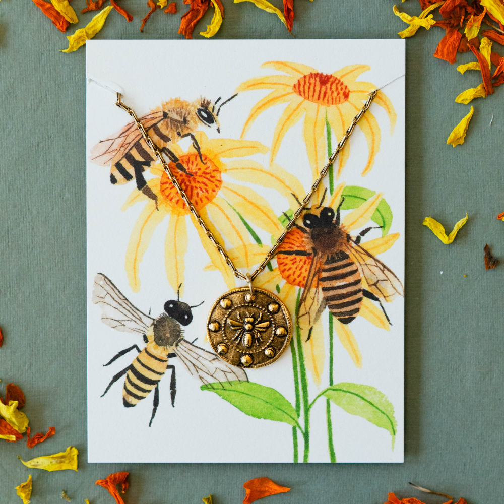 In the Garden - Honey Bee Necklace Charm + Pendant Necklaces Bella Vita Jewelry Gold Plated Pendant/Gold Plated Chain