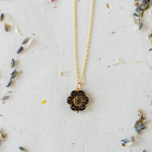 Flower Power Chain Necklace Charm + Pendant Necklaces Bella Vita Jewelry Gold Plated Black