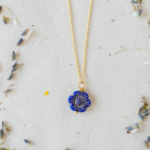 Flower Power Chain Necklace Charm + Pendant Necklaces Bella Vita Jewelry Gold Plated Blue
