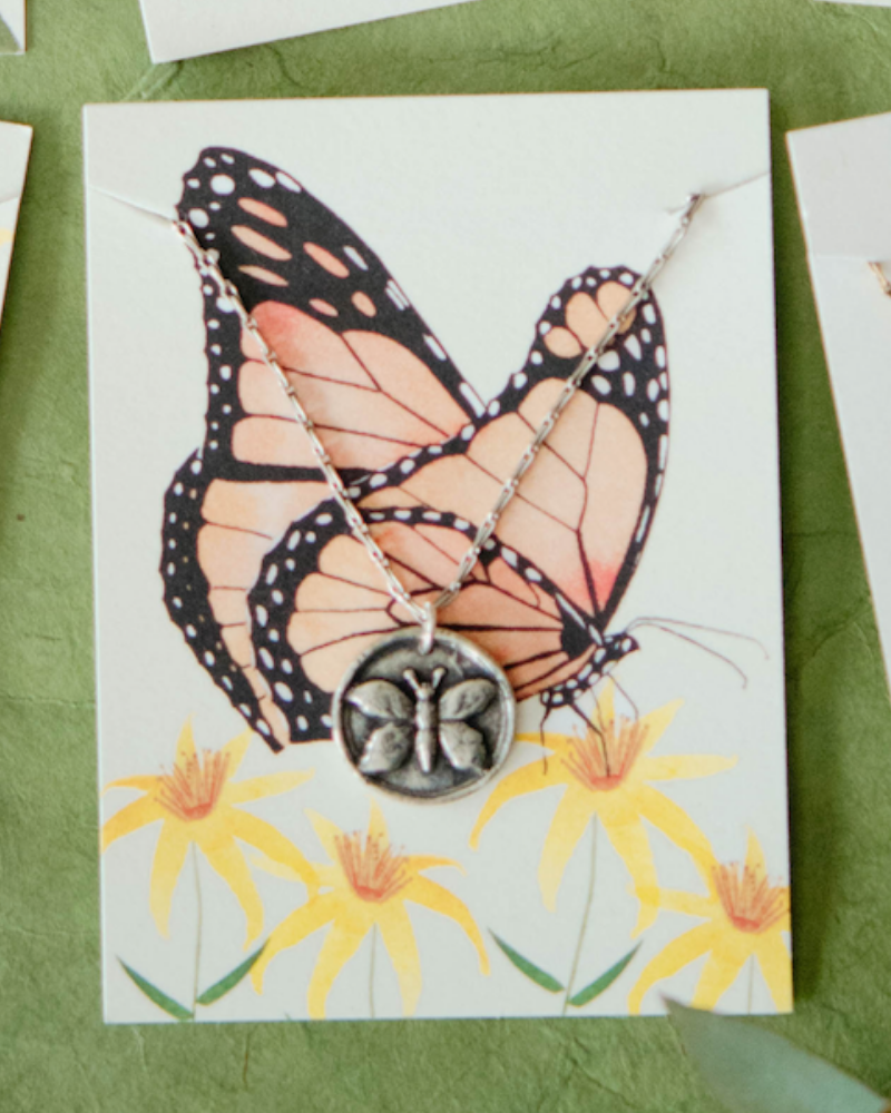 In the Garden - Butterfly Necklace Charm + Pendant Necklaces Bella Vita Jewelry