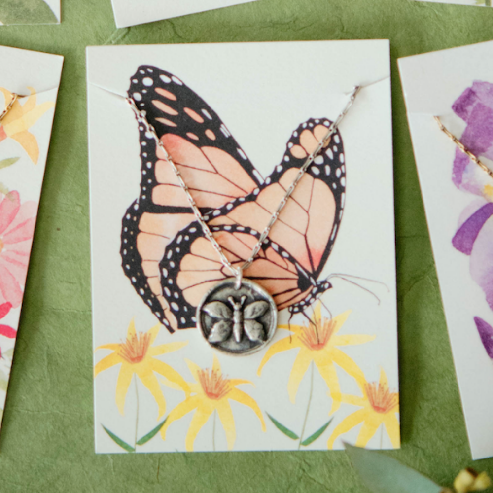 In the Garden - Butterfly Necklace Charm + Pendant Necklaces Bella Vita Jewelry