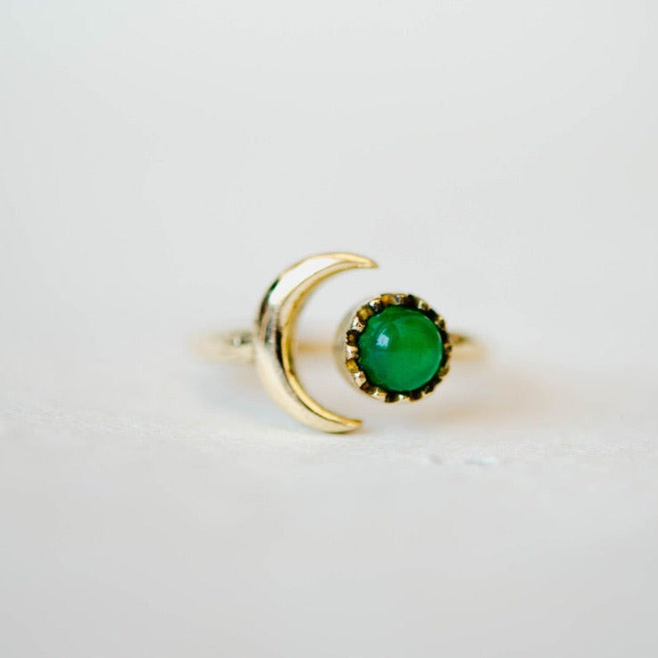 Sun and Moon Ring Rings Bella Vita Imports Green Quartz