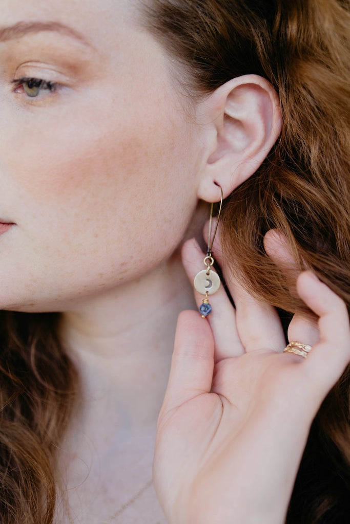 Sun + Crescent Charm Earrings Dangle Earrings Bella Vita Jewelry   