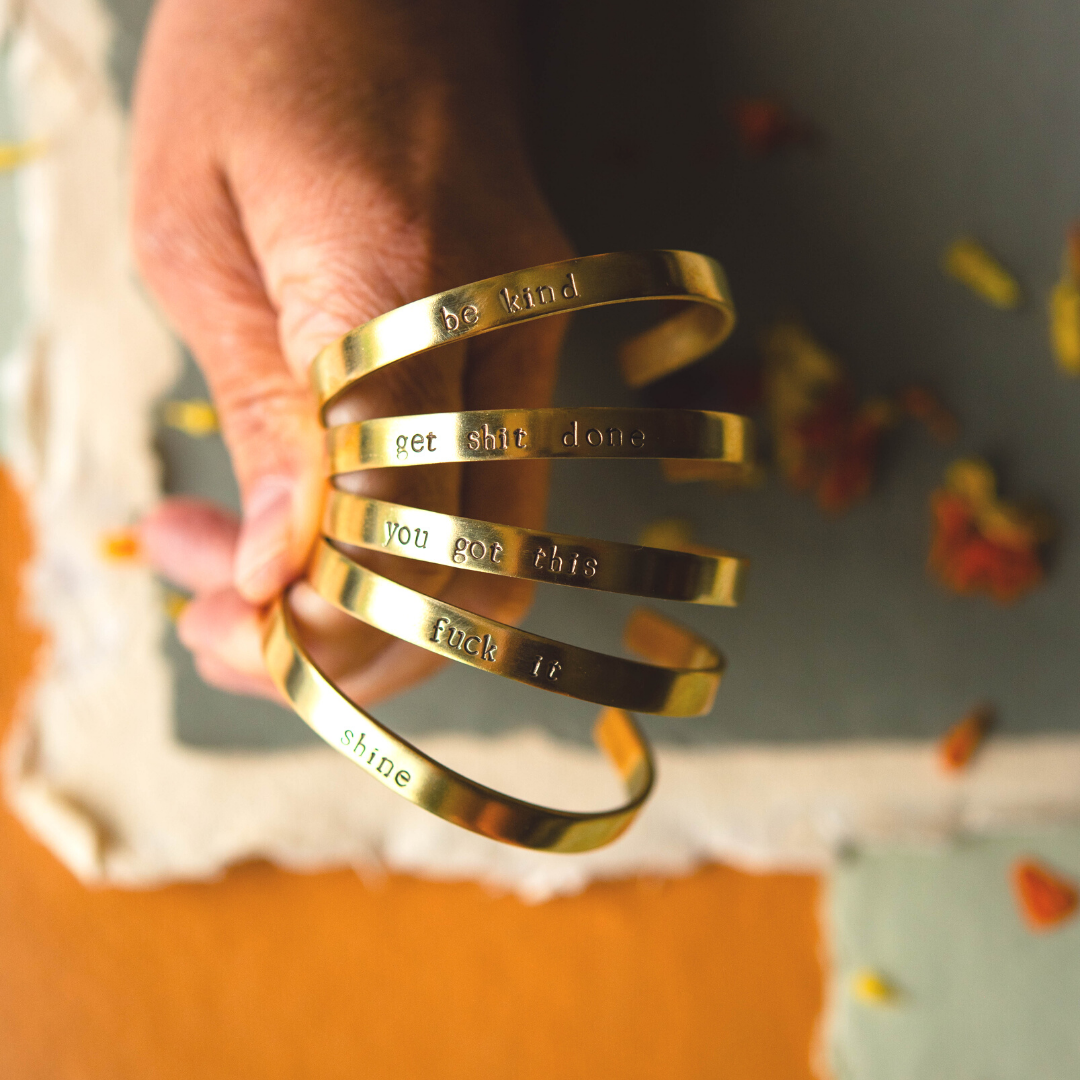 Handstamped Custom Mantra Cuff Cuffs Bella Vita Jewelry