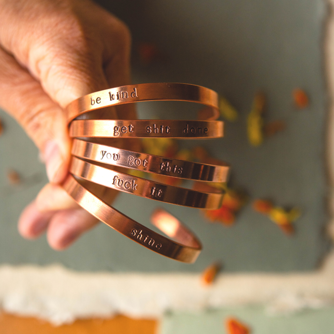 Handstamped Custom Mantra Cuff Cuffs Bella Vita Jewelry