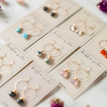 Gemstone "Megan" Hoops Hoop Earrings Bella Vita Jewelry