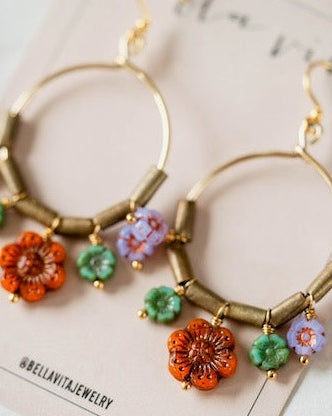 Flower Power Hoop Earring Hoop Earrings Bella Vita Jewelry Harvest