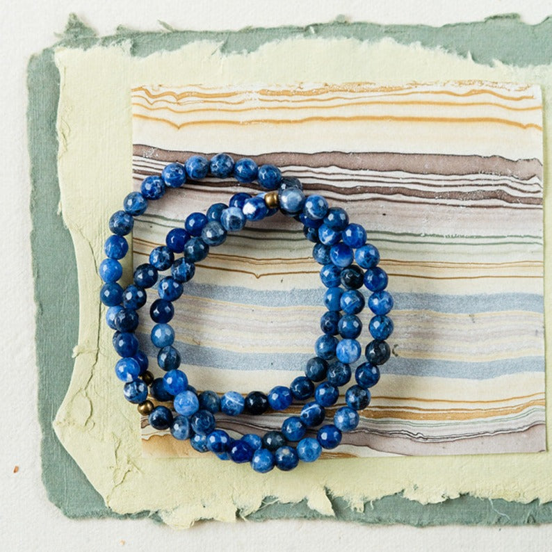 Faceted Gemstone Bracelet Beaded Bangles Bella Vita Jewelry Sodalite 7 inches