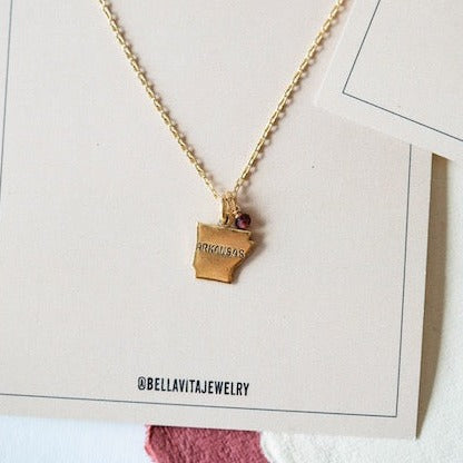 Arkansas Necklace Charm + Pendant Necklaces Bella Vita Jewelry Gold Plated
