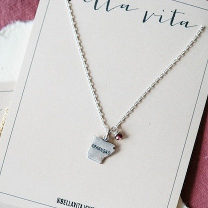 Arkansas Necklace Charm + Pendant Necklaces Bella Vita Jewelry Silver Plated