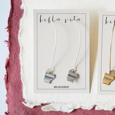 Arkansas Earrings Dangle Earrings Bella Vita Jewelry Silver Plated