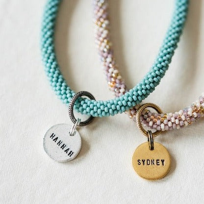 Beaded Bangle + Name Charm Beaded Bangles Bella Vita Jewelry