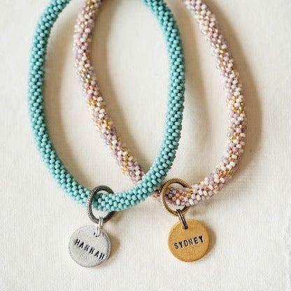 Beaded Bangle + Name Charm Beaded Bangles Bella Vita Jewelry