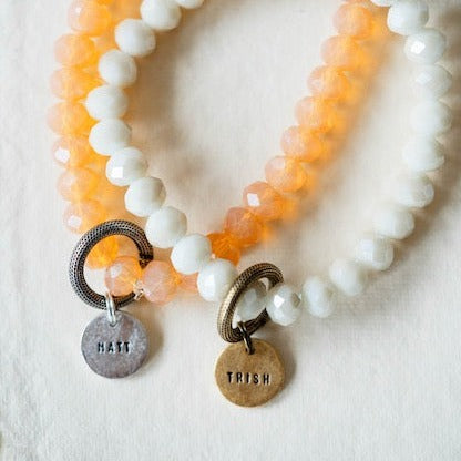 Crystal Bangle + Name Charm Beaded Bangles Bella Vita Jewelry