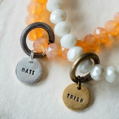 Crystal Bangle + Name Charm Beaded Bangles Bella Vita Jewelry