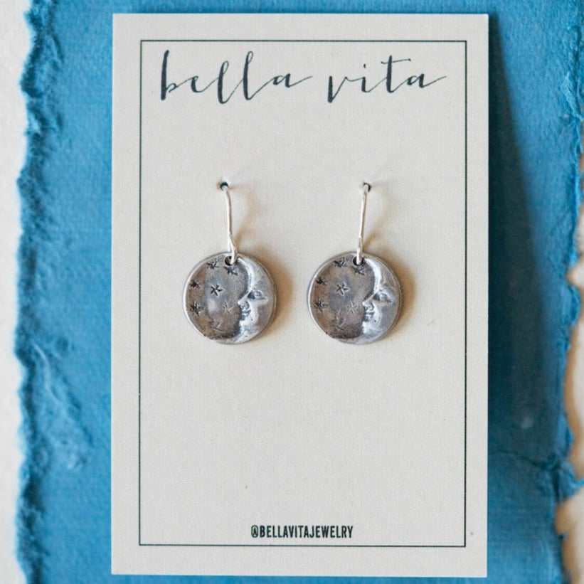 Bitty Buttons Moon & Stars Earring Dangle Earrings Bella Vita Jewelry