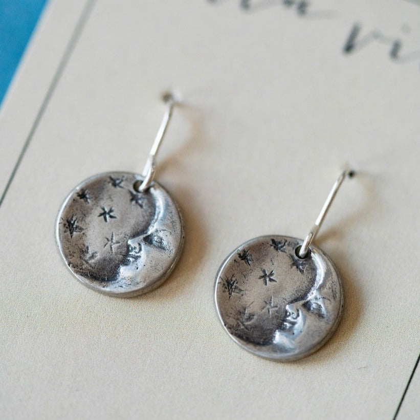 Bitty Buttons Moon & Stars Earring Dangle Earrings Bella Vita Jewelry