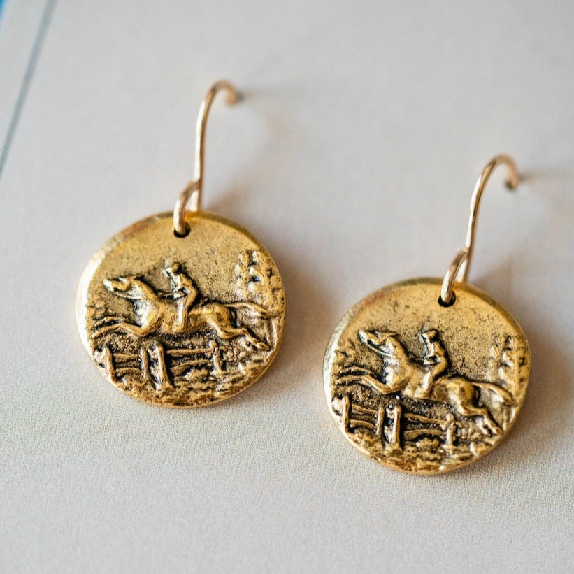 Bitty Buttons Jumping Horse Earring Dangle Earrings Bella Vita Jewelry