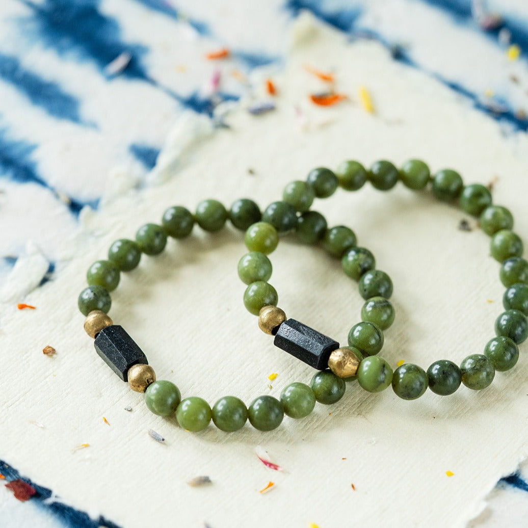 Original Good Vibes Intention Bracelets | Handcrafted Gemstone Jewelry Beaded Bangles Bella Vita Jewelry Jade 7 inches