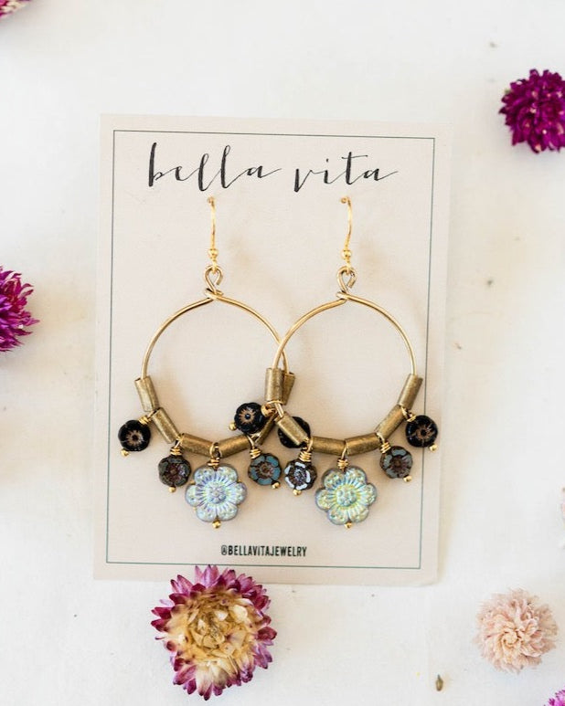 Flower Power Hoop Earring Hoop Earrings Bella Vita Jewelry Midnight