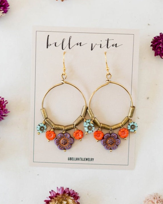 Flower Power Hoop Earring Hoop Earrings Bella Vita Jewelry Morning Sky