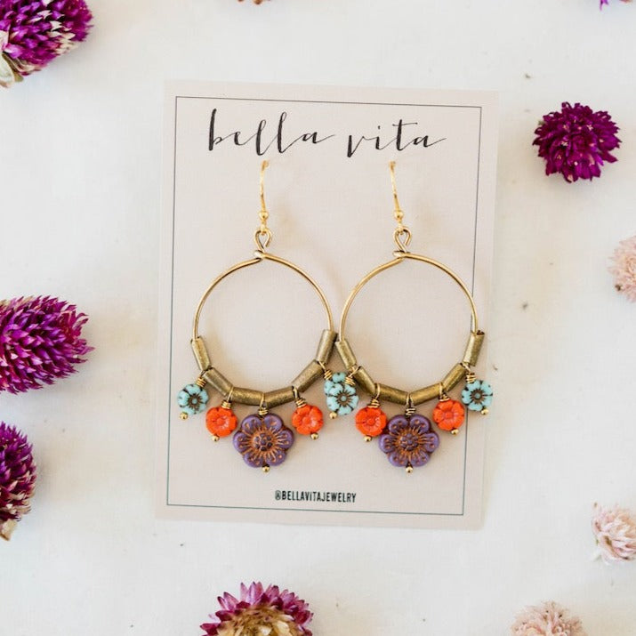 Flower Power Hoop Earring Hoop Earrings Bella Vita Jewelry Morning Sky