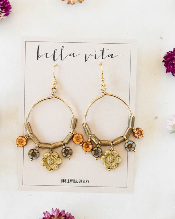 Flower Power Hoop Earring Hoop Earrings Bella Vita Jewelry Golden Hour