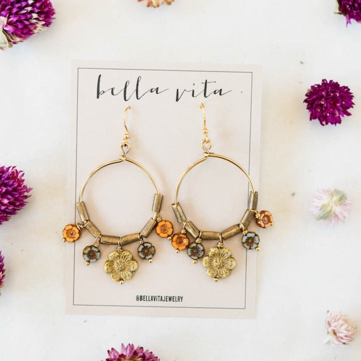 Flower Power Hoop Earring Hoop Earrings Bella Vita Jewelry Golden Hour