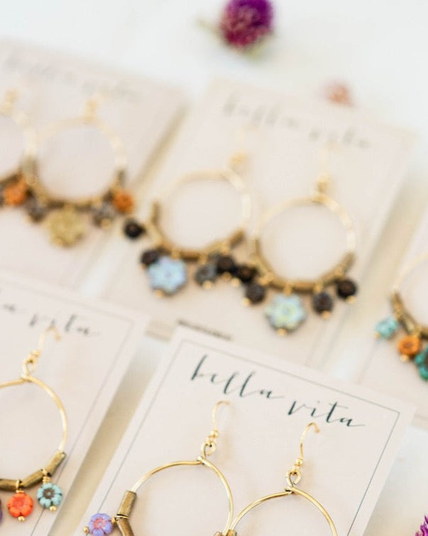 Flower Power Hoop Earring Hoop Earrings Bella Vita Jewelry Artists Choice (surprise)