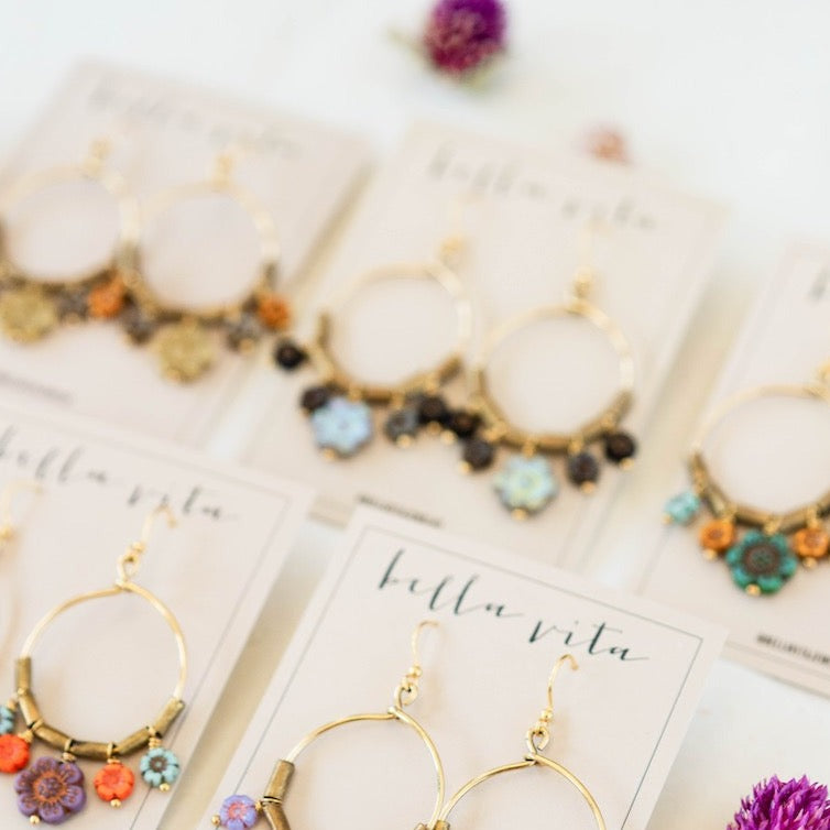 Flower Power Hoop Earring Hoop Earrings Bella Vita Jewelry Artists Choice (surprise)