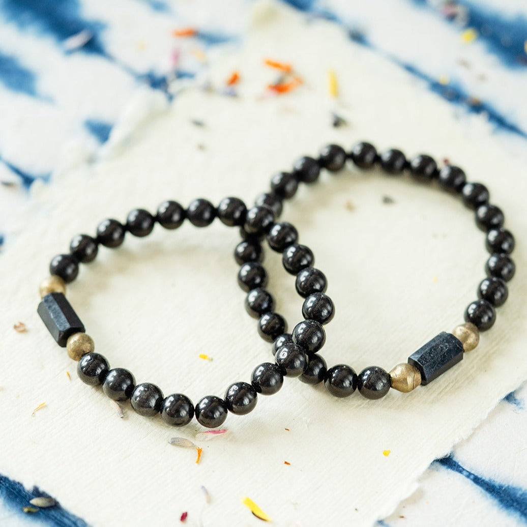 Original Good Vibes Intention Bracelets | Handcrafted Gemstone Jewelry Beaded Bangles Bella Vita Jewelry Jet 7 inches