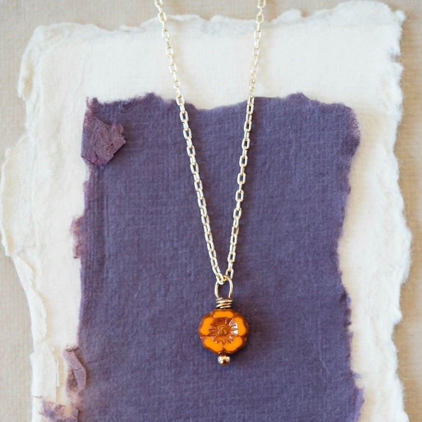 Flower Power Dainty Flower Necklace Charm + Pendant Necklaces Bella Vita Jewelry Gold Plated Marigold