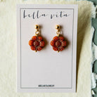Flower Power Post Earring Stud + Post Earrings Bella Vita Jewelry Gold Plated Burnt Orange