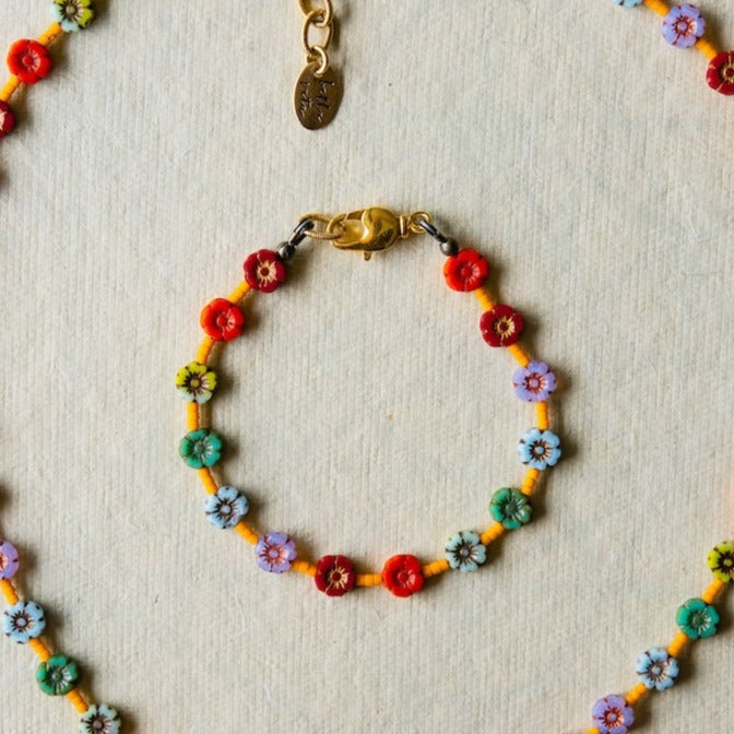 Flower Power Bracelet I Beaded Bangles Bella Vita Jewelry