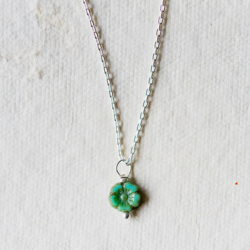 Flower Power Dainty Flower Necklace Charm + Pendant Necklaces Bella Vita Jewelry Gold Plated Turquoise
