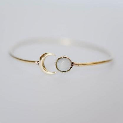 Sun and Moon Bangle Metal Bangles Bella Vita Imports Rainbow Moonstone