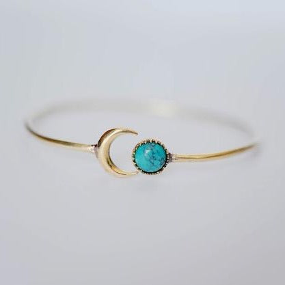 Sun and Moon Bangle Metal Bangles Bella Vita Imports Turquoise Howlite