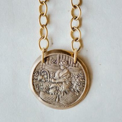 "London Flower Seller" Token Necklace Charm + Pendant Necklaces Bella Vita Jewelry   