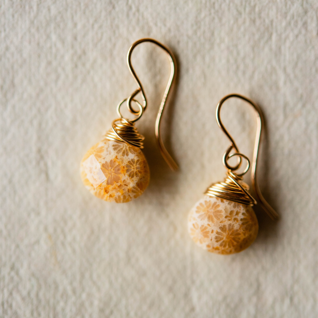 Fossil Coral Earrings Dangle Earrings Bella Vita Jewelry