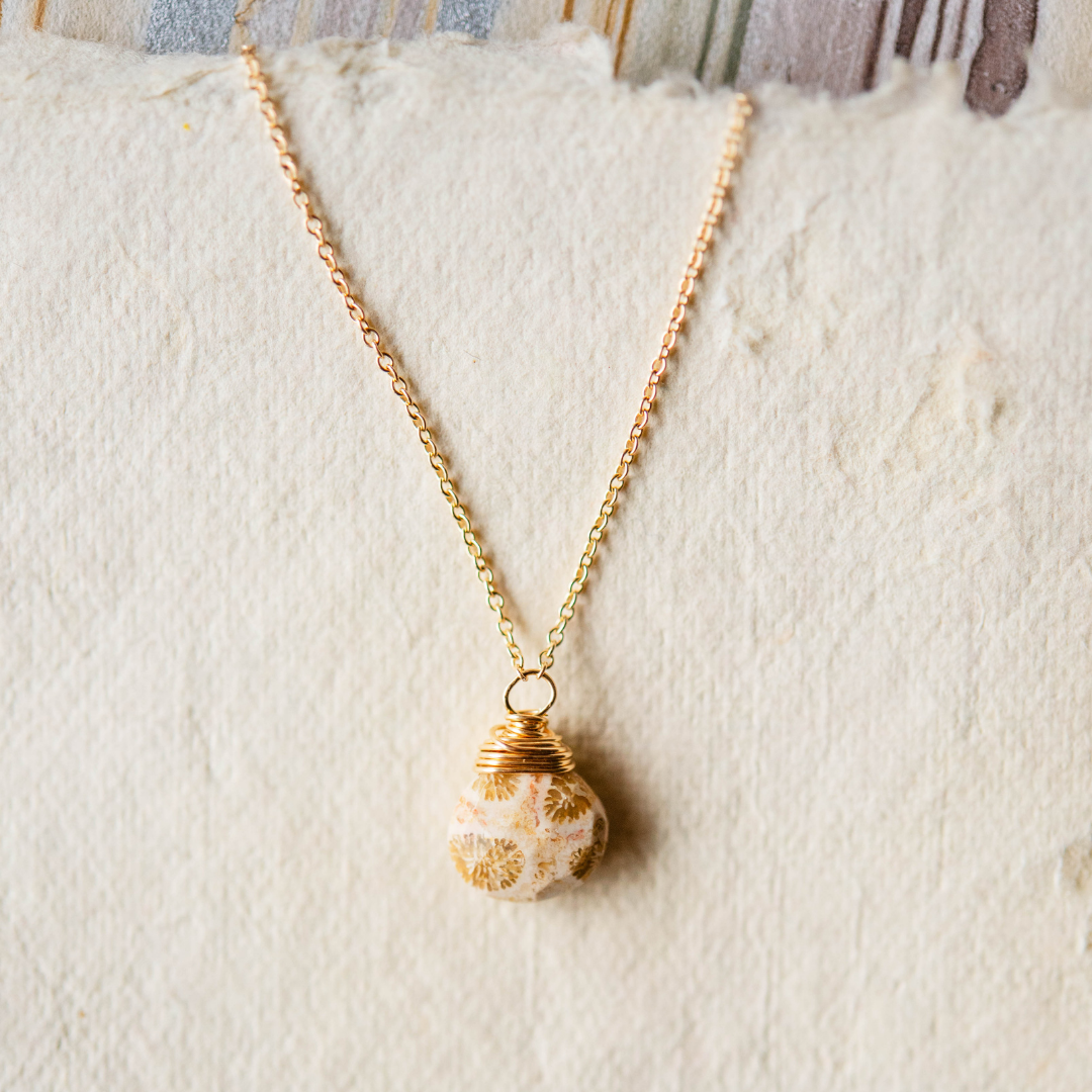 Fossil Coral Necklace Charm + Pendant Necklaces Bella Vita Jewelry