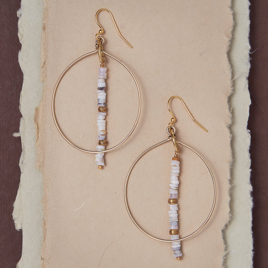 Hera Hoop - Opal Hoop Earrings Bella Vita Jewelry Gold Plated  