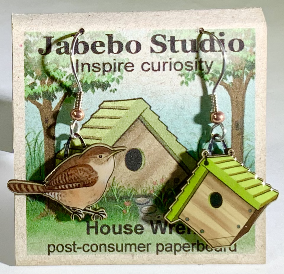 Upcycled Nature Inspired Earrings Dangle Earrings Jabebo House Wren  