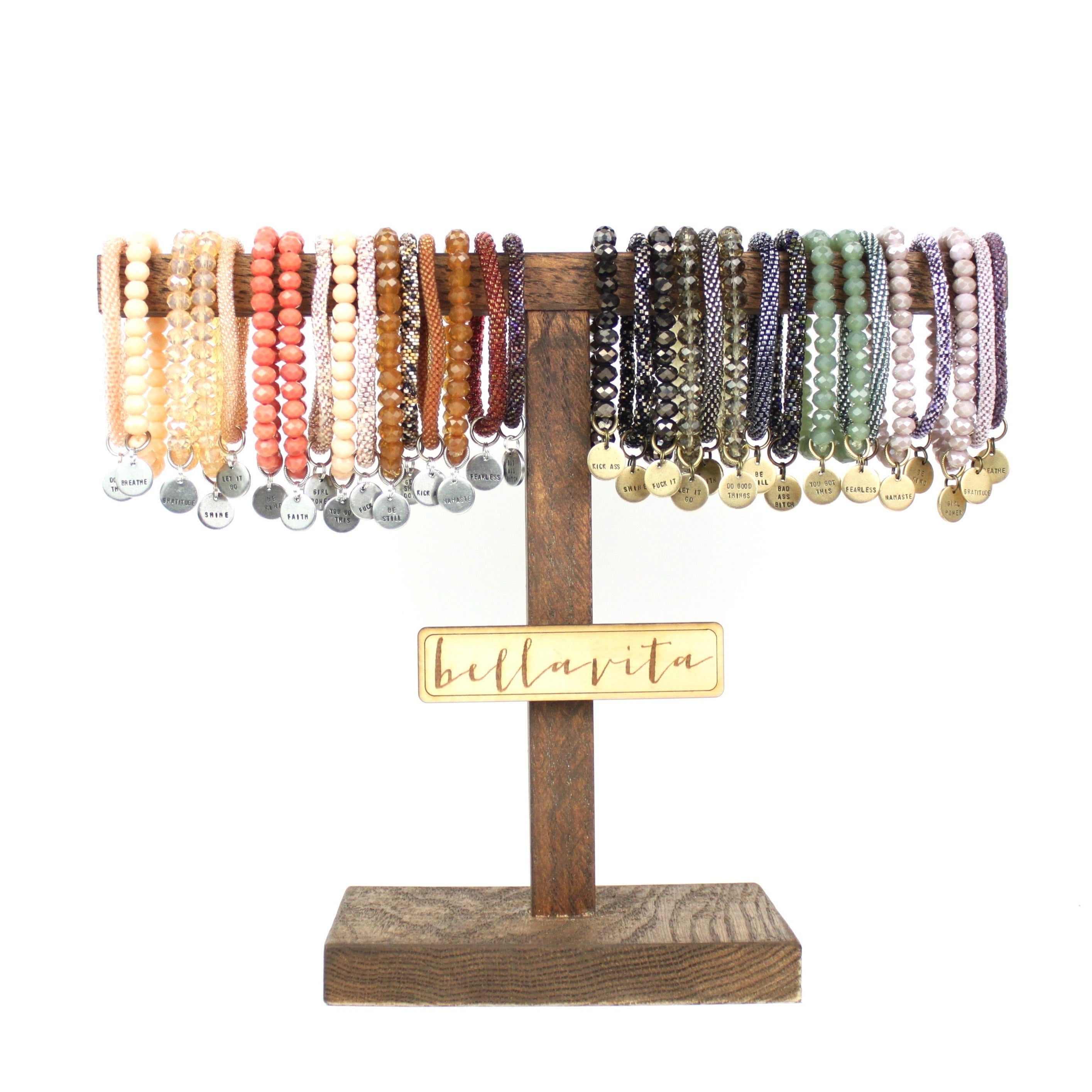 Beaded Bangle + Mantra Charm Beaded Bangles Bella Vita Jewelry