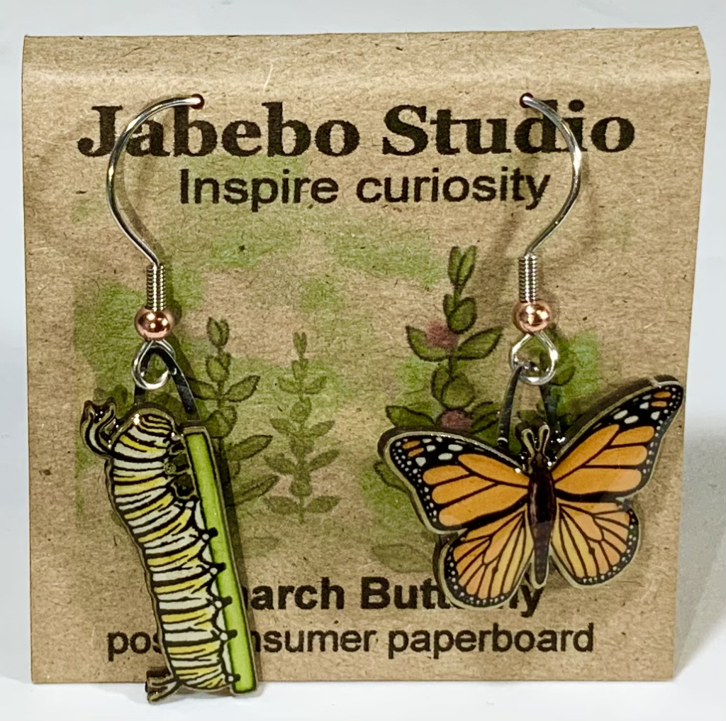 Upcycled Nature Inspired Earrings Dangle Earrings Jabebo Monarch Butterfly  