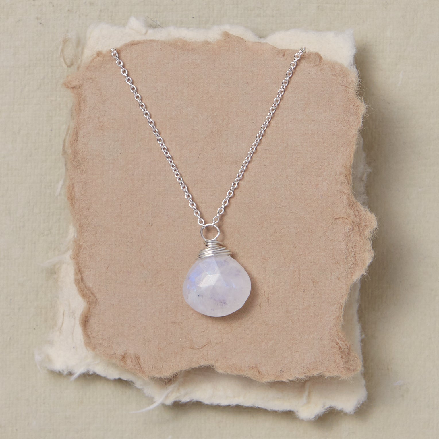 Rainbow Moonstone Necklace Charm + Pendant Necklaces Bella Vita Jewelry 18" Sterling Silver