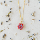 Flower Power Chain Necklace Charm + Pendant Necklaces Bella Vita Jewelry Gold Plated Red