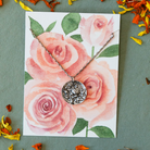 In the Garden - Rose Necklace Charm + Pendant Necklaces Bella Vita Jewelry Pewter Pendant/Silver Plated Chain
