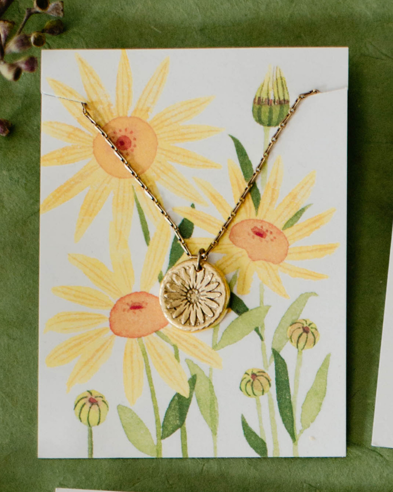 Soniashnyk Sunflower Necklace - benefitting Americares Ukraine Crisis Relief Fund Charm + Pendant Necklaces Bella Vita